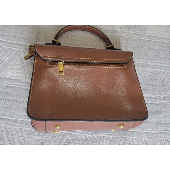 Structured Satchel Crossbody Bag Brown Faux/Vegan Leather - Picture 5 of 9